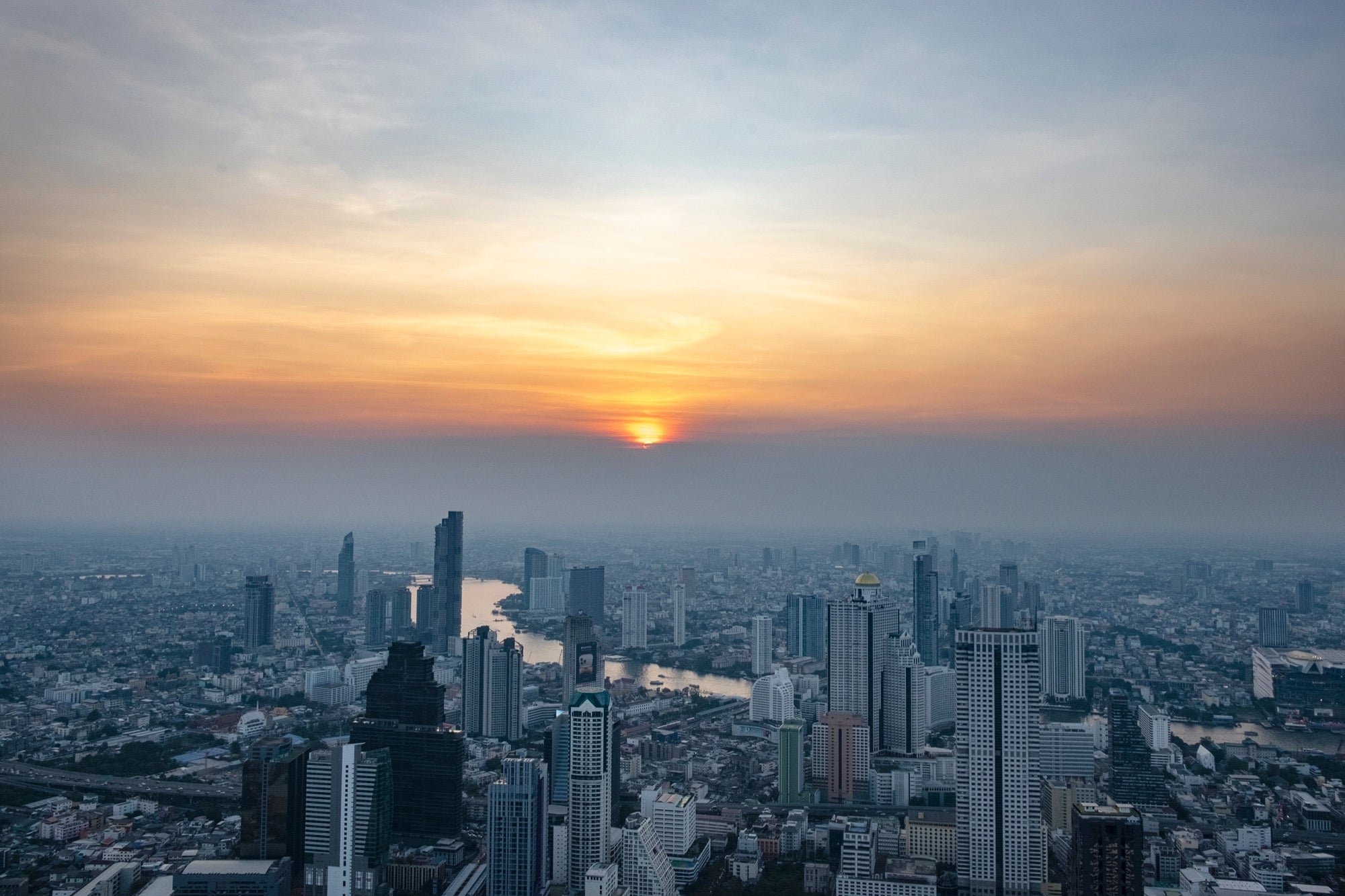 Bangkok skyline at sunset
